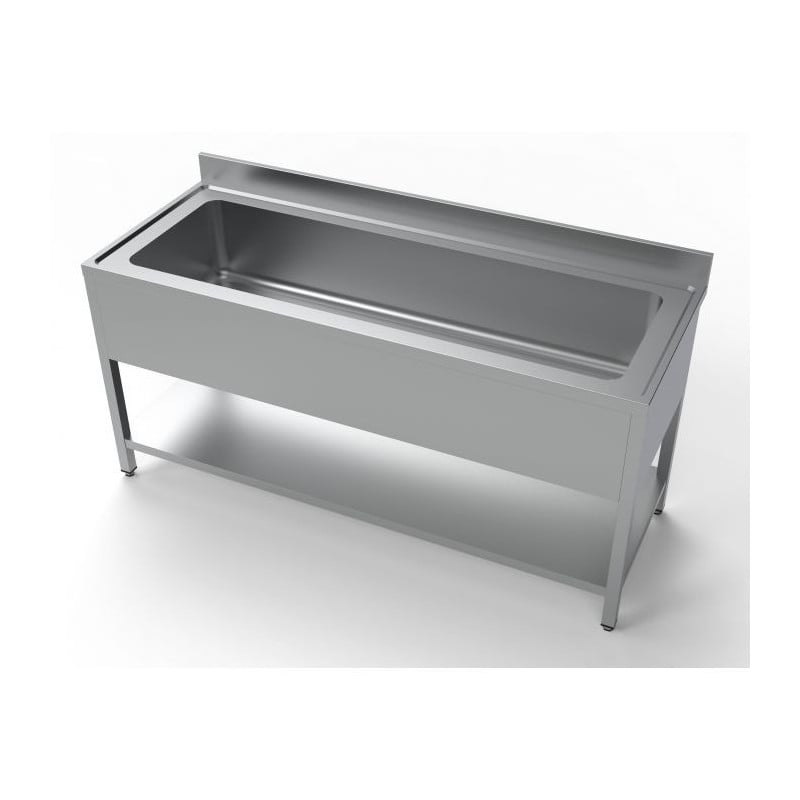 Plonge 1 Stainless Steel Sink - 1800x700mm, Backsplash & Shelf - CombiSteel