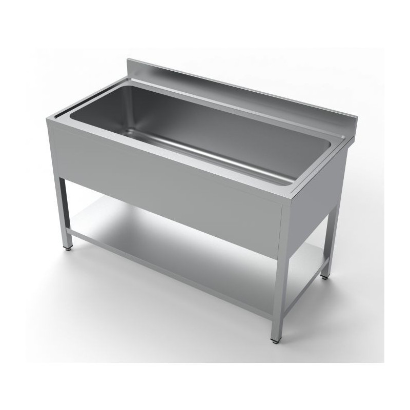 Plonge 1 Bak Inox - Achterwand en Plank 1400x700 mm