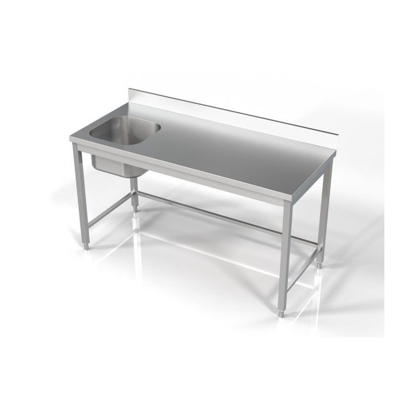 Plonge 1 Bak Inox - Achterwand 1600 x 700 mm CombiSteel