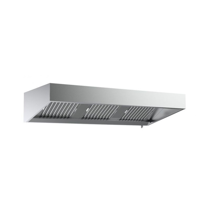 Wandhaube Tiefe 1100-1600mm mit LED - Edelstahl AISI 430