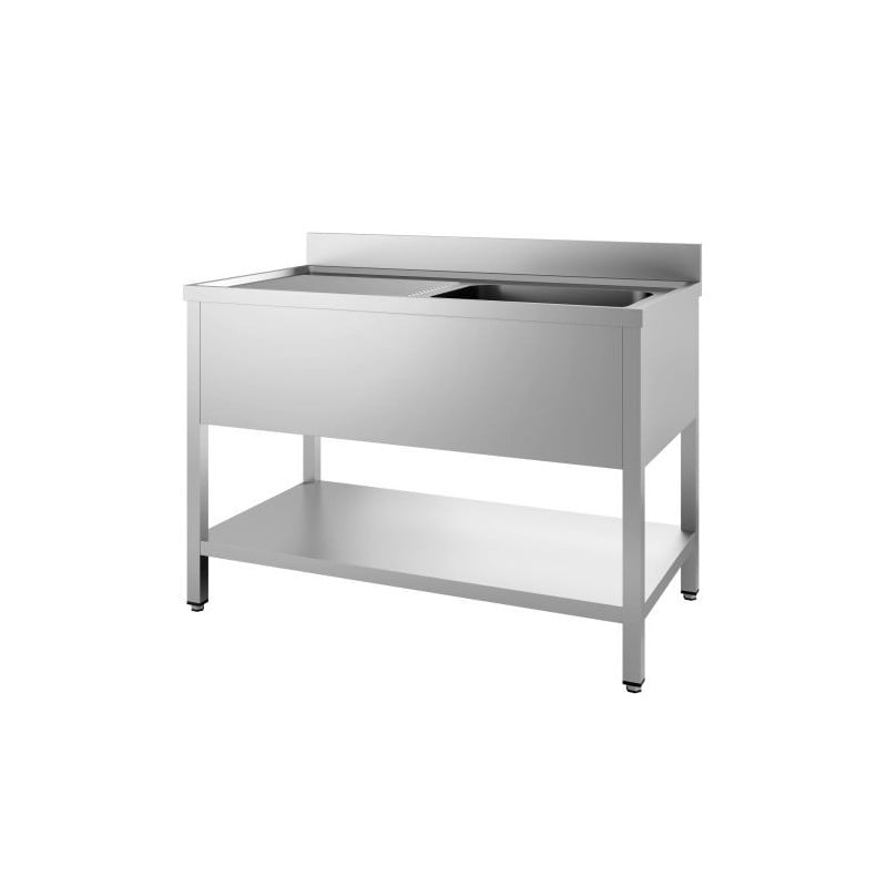 Plonge 1 Bac Inox - Egouttoir Gauche - Étagère Démontable - 1600x700 mm CombiSteel