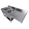 Sink 2 Basins and Passage for Dishwasher on the Right with Backsplash and Removable Shelf - L 1600 x P 700 mm - CombiSteel