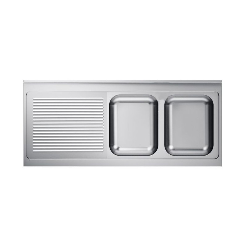 Évier 2 Bacs et Égouttoir Gauche Inox Professionnel - CombiSteel