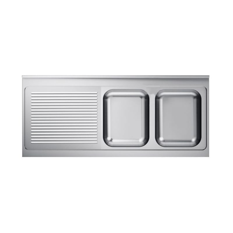 2 Bowl Sink and Left Drainer Professional Stainless Steel - CombiSteel