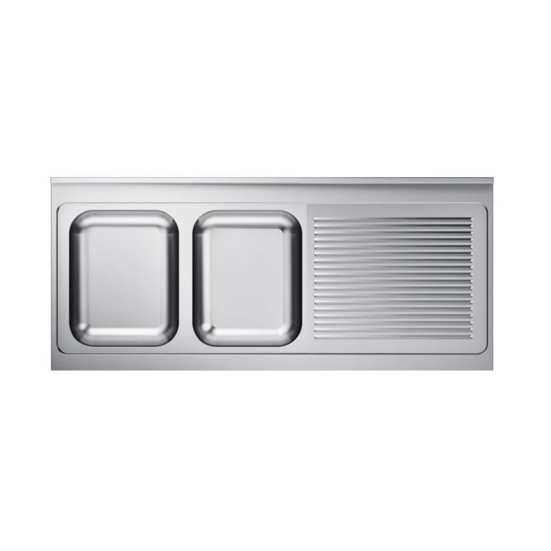 2 Bowl Stainless Steel Sink with Right Drainer 1600x700mm - CombiSteel Quality