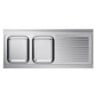 Spoelbak 2 Bakken Inox met Afdruiprek Rechts 1600x700mm - Kwaliteit CombiSteel