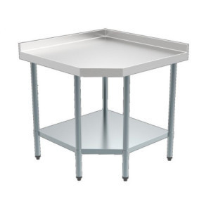 Table angulaire démontable avec dosseret et étagère - Meuble inox CombiSteel