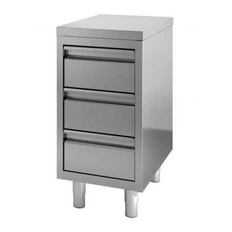 Stainless Steel Low Cabinet 3 Drawers 400x700 mm - CombiSteel: Optimal organization for professional kitchen