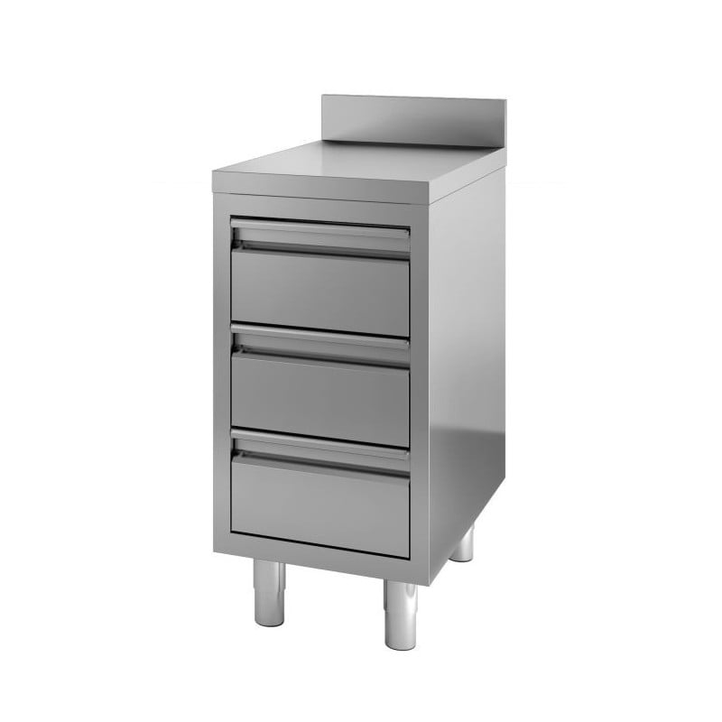 Compact Stainless Steel Low Cabinet with 3 Drawers - CombiSteel