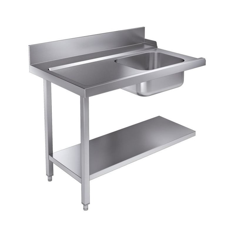 Loading table with shelf and backsplash on the left - 1200x750 mm - CombiSteel