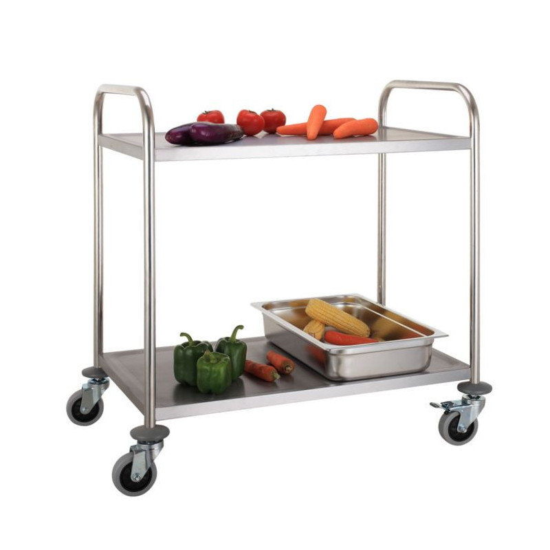 Chariot Inox Démontable à 2 Niveaux - Polyvalent pour Cuisine Professionnelle