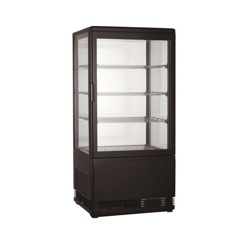 Black Refrigerated Display Case - 78L - CombiSteel, 4 Glass Sides