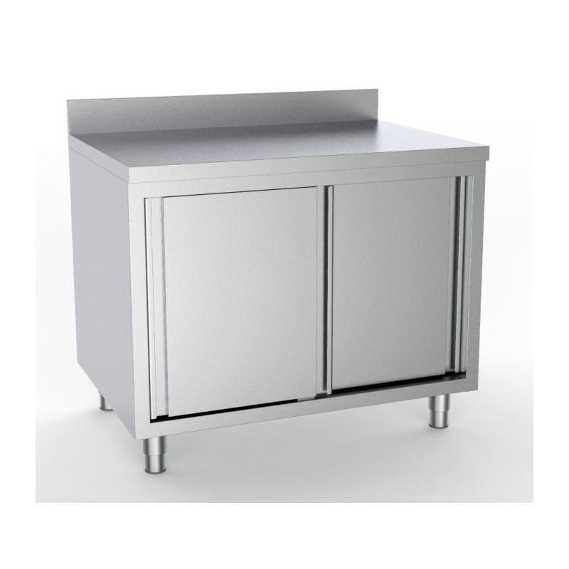 Stainless Steel Low Cabinet 2 Doors with Backsplash - Stainless Steel 600 mm