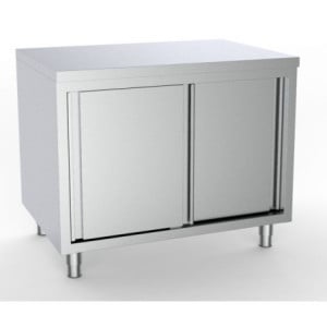 Robust stainless steel low cabinet - Sliding doors - 2000x700 mm