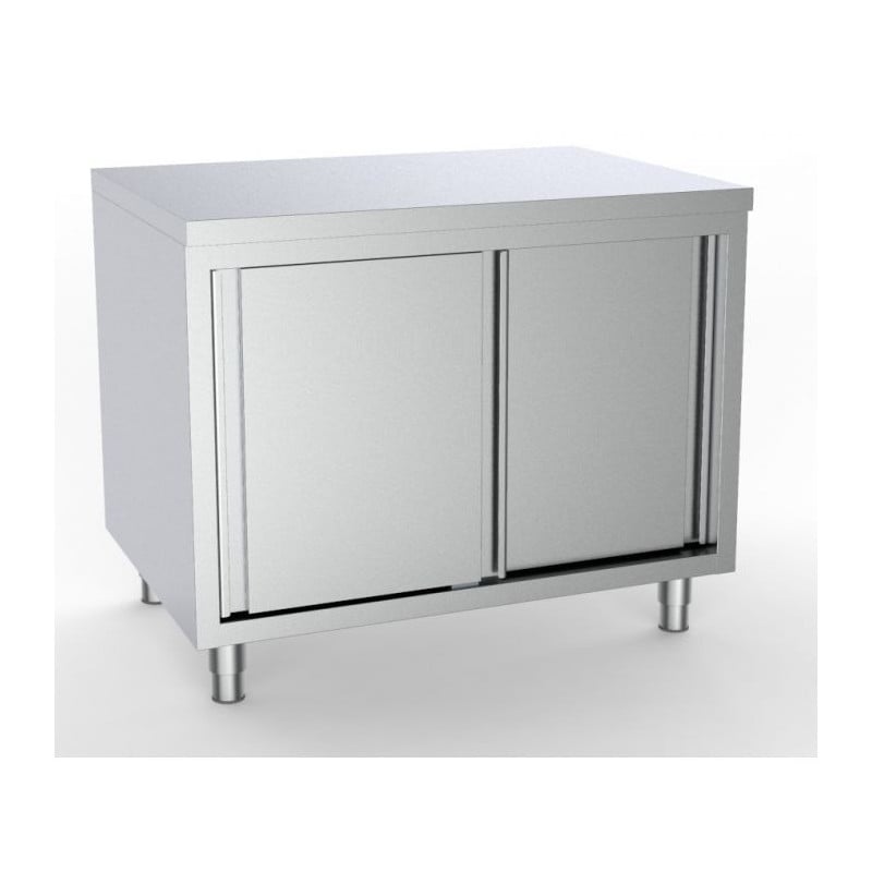 Meuble bas inox robuste - Portes coulissantes - 2000x700 mm