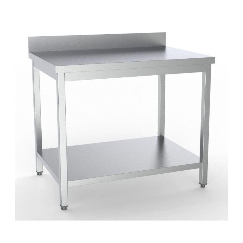 Stainless Steel Table with Backsplash and Shelf - L 2000 x D 600 mm