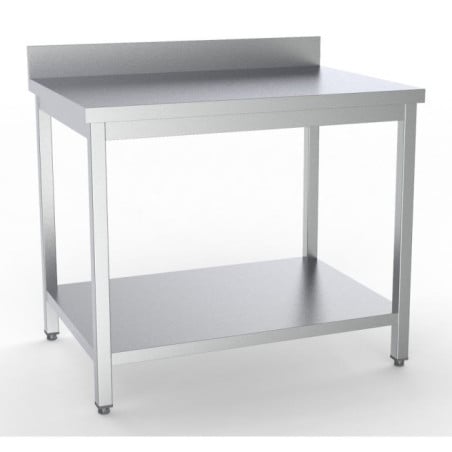 Stainless Steel Table with Backsplash and Shelf - L 1600 x D 600 mm