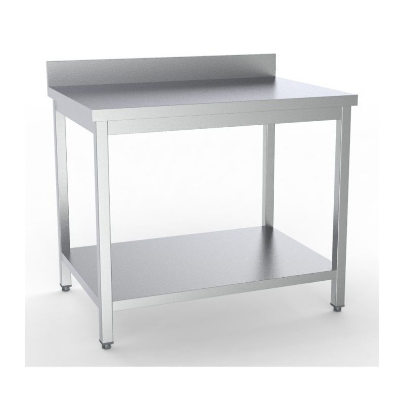 Stainless Steel Table with Backsplash and Shelf - L 1200 x D 600 mm