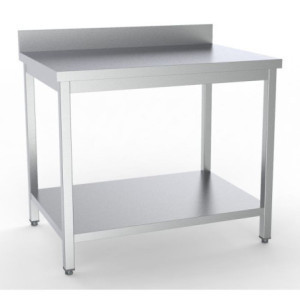 Stainless Steel Table with Backsplash and Shelf - L 800 x D 600 mm