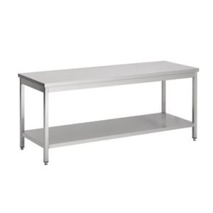 Inox Tafel met Plank - Meubels Hoge Kwaliteit - Ruimtebesparing