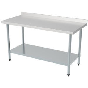 RVS Tafel met Achterwand en Plank - L 1400 x D 700 mm - CombiSteel