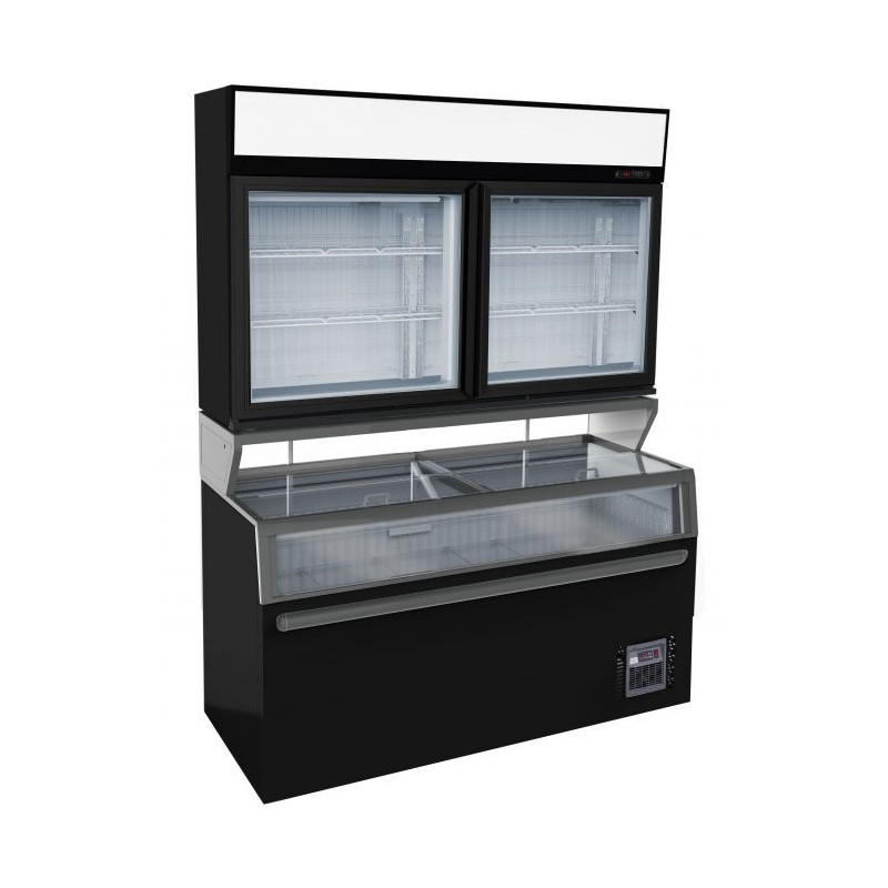 Wandvitrine en Zwarte Buffetkast - CombiSteel 898 L | Professionele Koeling