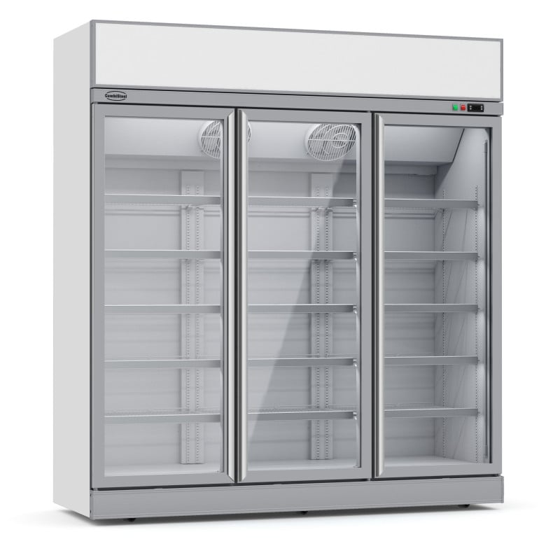 Negative Stainless Steel Refrigerated Display Case - 3 Glass Doors - 1480 L CombiSteel - Optimal Frozen & Ice Creams.