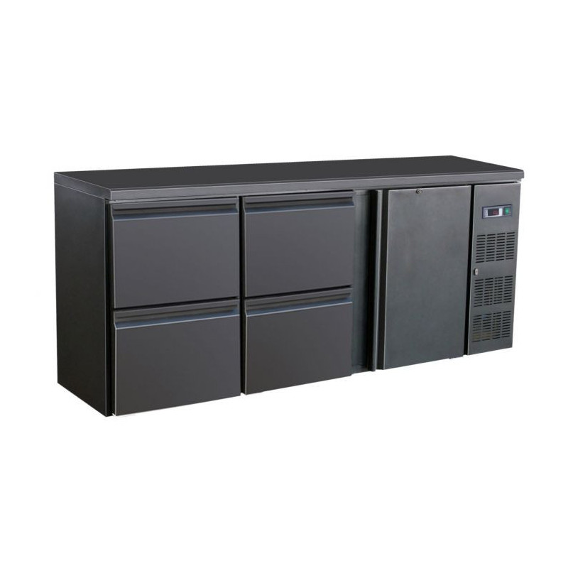 Refrigerated Back Bar 537L 1 Door 4 Drawers Black - Combisteel