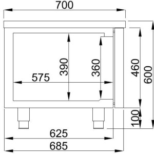 Positieve gekoelde tafel GN 1/1 360 L - 4 lades - Roestvrij staal