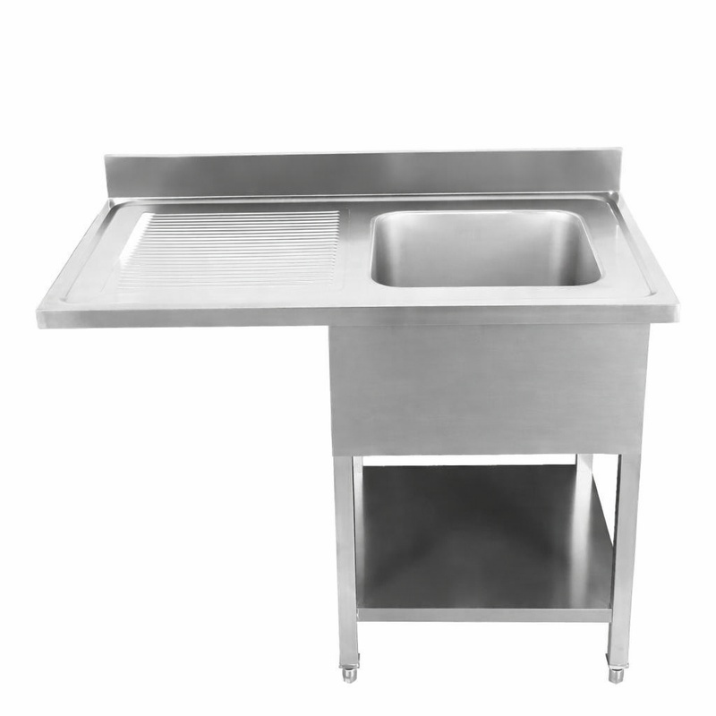 Spoelbak met Vaatwasser Doorgang, Achterwand en Plank - 1200 x 700 - Afdruiprek Links - Dynasteel