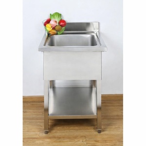 Plonge 1 Bak met Achterwand en Plank - L 600 x D 700 mm - Dynasteel