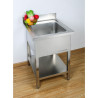 Sink 1 Basin with Backsplash and Shelf - L 600 x D 700 mm - Dynasteel