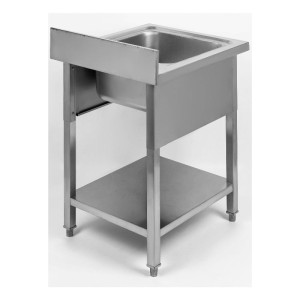 Sink 1 Basin with Backsplash and Shelf - L 600 x D 700 mm - Dynasteel