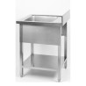 Sink 1 Basin with Backsplash and Shelf - L 600 x D 700 mm - Dynasteel