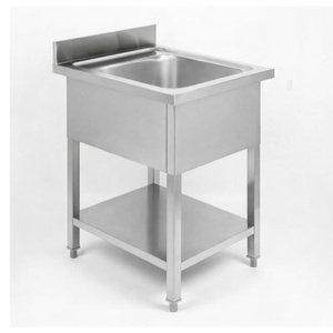 Plonge 1 Bak met Achterwand en Plank - L 600 x D 700 mm - Dynasteel