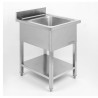 Sink 1 Basin with Backsplash and Shelf - L 600 x D 700 mm - Dynasteel