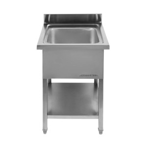 Sink 1 Basin with Backsplash and Shelf - L 600 x D 700 mm - Dynasteel