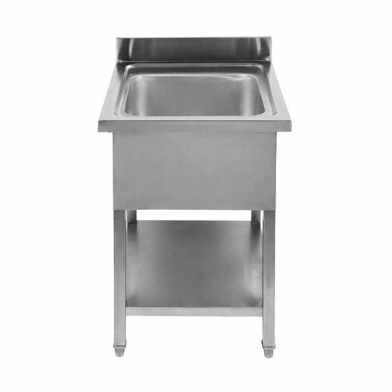 Plonge 1 Bak met Achterwand en Plank - L 600 x D 700 mm - Dynasteel