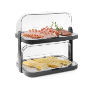 Vitrine Buffet met Schuifdeksel - 2 Plateaus - HENDI