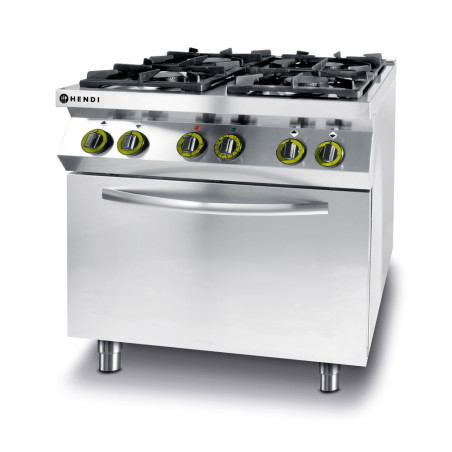 Fornuis Kitchen Line - 4 branders met elektrische convectieoven GN 1/1 - Merk HENDI - Fourniresto