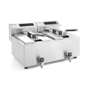 Friteuse Profi Line met digitale aftapkraan - 2 x 8 l - Merk HENDI - Fourniresto