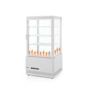 White Refrigerated Display Case with 4 Glass Sides - 68 liters