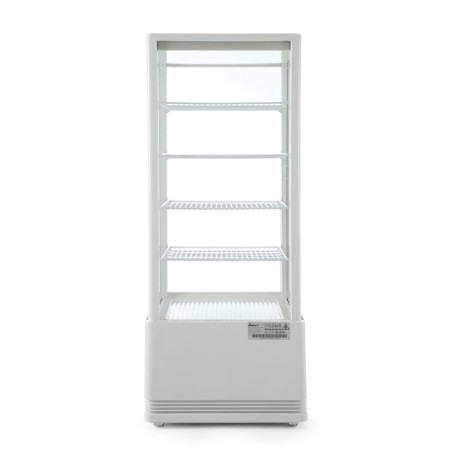 White Refrigerated Display Case with 4 Glass Sides - 98 liters