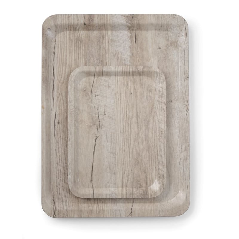 Plateau de Service en Mélamine Imprimé Bois Clair - 350 x 240 mm