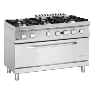 Zes-pitsfornuis met grote gasoven Serie 700