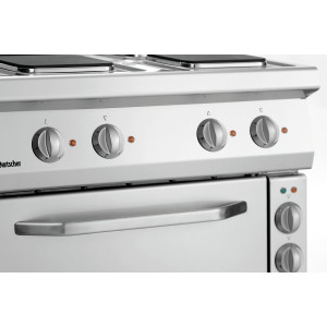 Four 4 Square Plates Range with Electric Oven GN1/1 Series 700