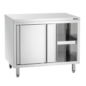 Stainless Steel Cabinet with Sliding Doors and Shelf - L 1000 mm