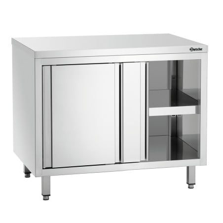 Stainless Steel Cabinet with Sliding Doors and Shelf - L 1000 mm