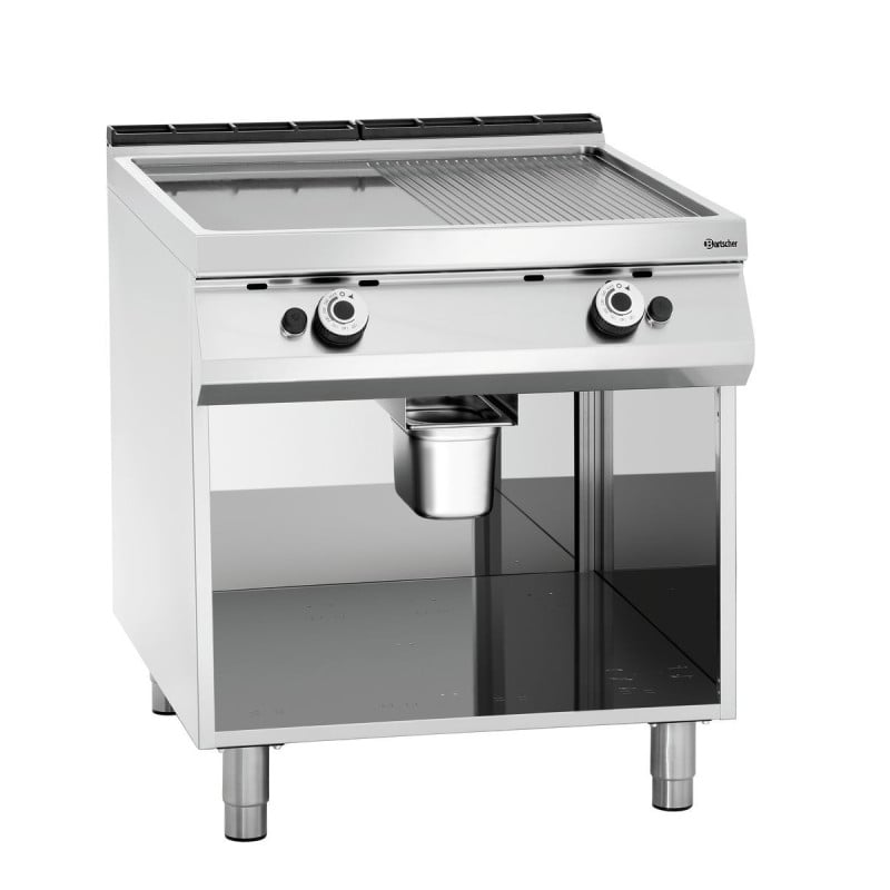 Snackplatte Breite 800 - 1/2 Glatt 1/2 Gerillt - Gas Snackplatte Breite 800 - 1/2 Glatt 1/2 Gerillt - Gas