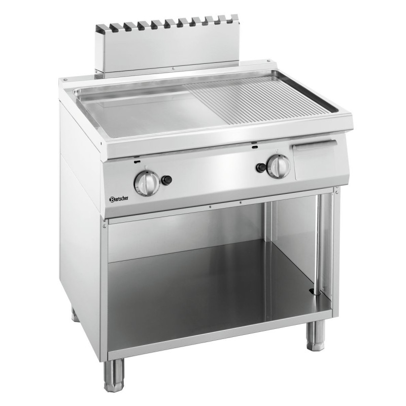 Plaatgrill 1/2 Glad, 1/2 Geribbeld Breedte 800 - Gas